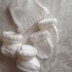 White Baby Hat Mittens bootie set