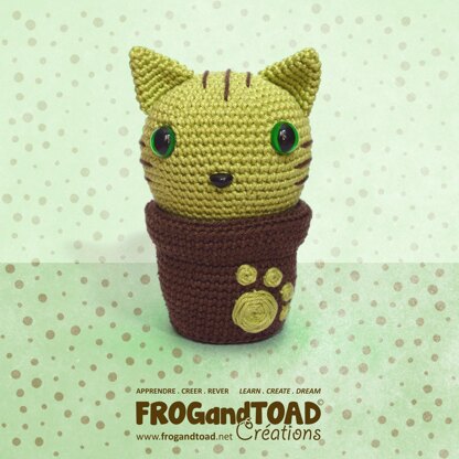 Minty Kitty Cactus - Cat Chat Flower Fleur Desk Pot Plant Deco - Amigurumi Crochet - FROGandTOAD Créations