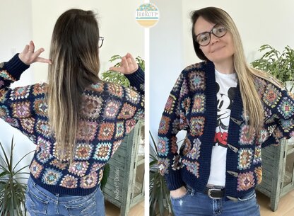 Dolman Hoodie Granny Square Cardigan