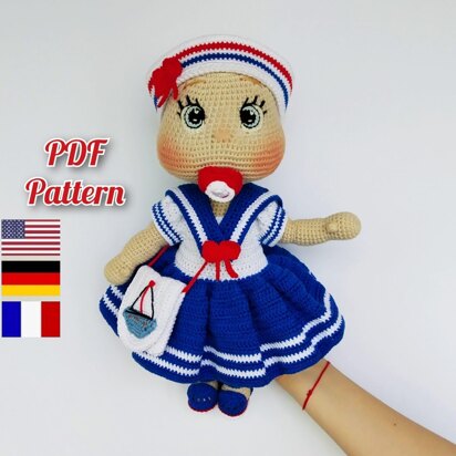 Amigurumi doll crochet pattern, Amigurumi baby doll pattern, Crochet doll clothes pattern, Lulu doll (English, Deutsch, Français)
