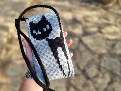 Mobile phone crossbody shoulder bag crochet pattern T25