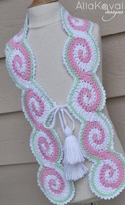 Celtic Pink Crochet Scarf with tassels