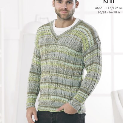 Round Neck & V Neck Sweater in King Cole DK - 4261 - Downloadable PDF