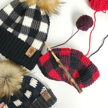 Thermal Buffalo Plaid Toque: Crochet pattern