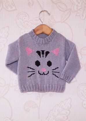 Intarsia - Cat Face Chart - Childrens Sweater