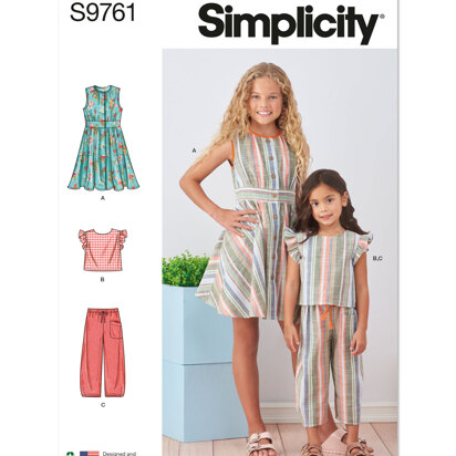 Simplicity Children's and Girls' Dress, Top and Pants S9761 - Sewing Pattern