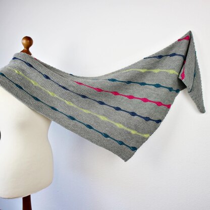 Knitting Pattern Asymmetrical Shawl Hip Hop with Short Row Stripes