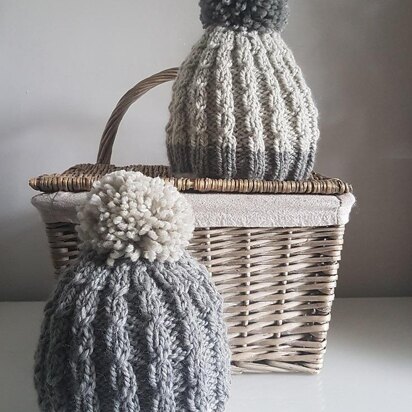 Mock cable bobble hat - knitting pattern