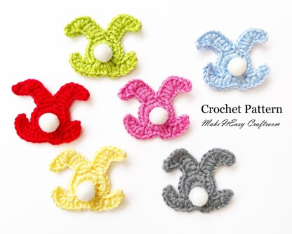 Crochet bunny applique Easter rabbit embellishment Crochet patch Baby shower Bunny garland Card topper Easter decoration