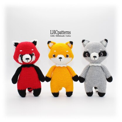 Fox, Raccoon and Red Panda Crochet Pattern