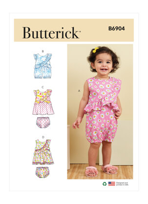 Butterick Infants' Romper, Dress and Panties B6904 - Paper Pattern, Size NB-S-M-L-XL