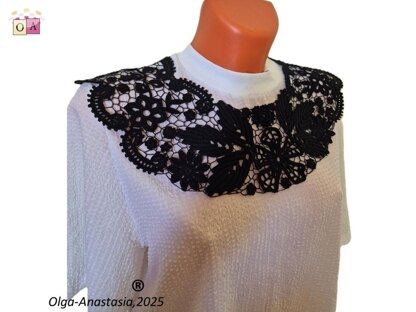 Detachable black lace crochet collar