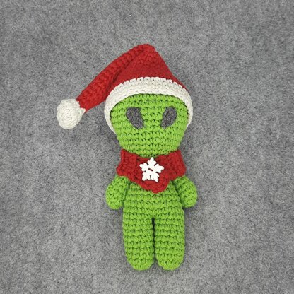 Alien in Santa hat and scarf