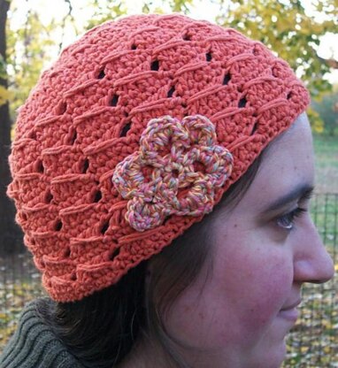 Long Double Crochet Hat with Flower