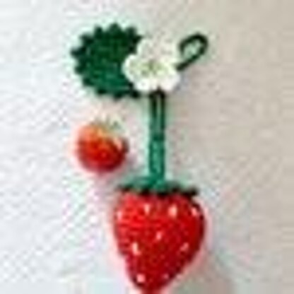 Strawberry with flower and leaf