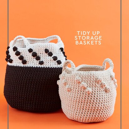 Tidy Up Storage Baskets - Free Crochet Pattern For Home in Paintbox Yarns Recycled T-Shirt