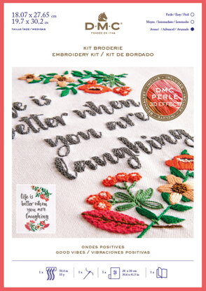 DMC Good Vibes Kit - Large Printed Embroidery Kit - 18cm x 28cm