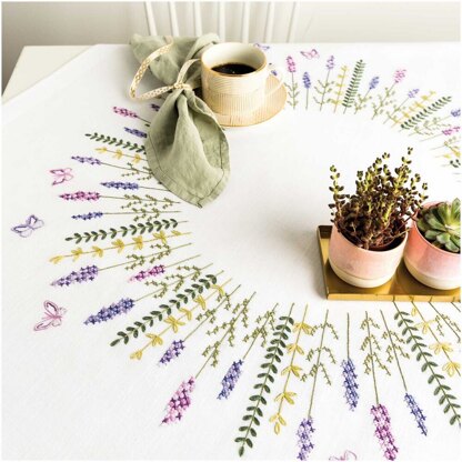 Rico Lavender Wreath Tablecloth Embroidery Kit (90 x 90 cm)