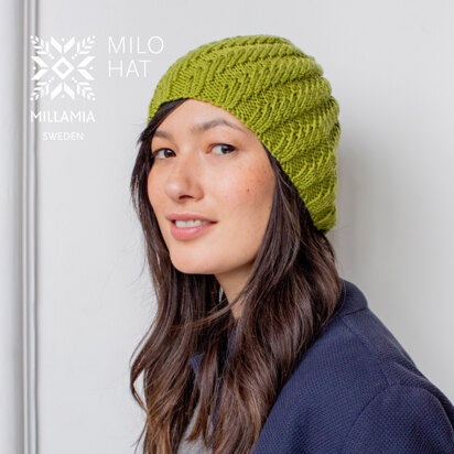 Milo Hat - Knitting Pattern for Women in MillaMia Naturally Soft Aran