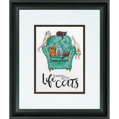 Dimensions Playful Cats Counted Cross Stitch Kit - 5in x 7in