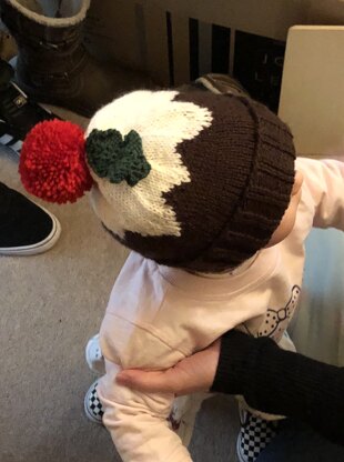 Christmas Pudding Baby Pom Pom Hat