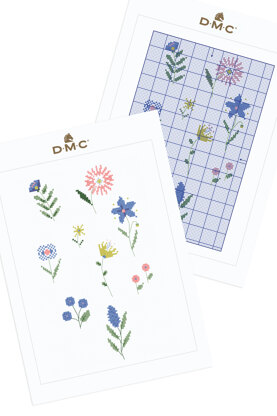 Folk Ditsy Flower  pattern in DMC - PAT0228 -  Downloadable PDF