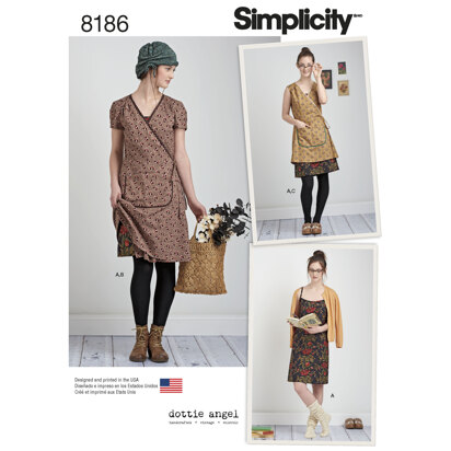 Simplicity Pattern 8186 Women's Dottie Angel Frock: Wrap & Slip Dress 8186 - Sewing Pattern