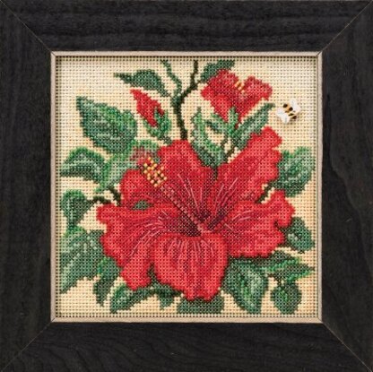 Mill Hill Hibiscus Cross Stitch Kit - 5.25in x 5.25in