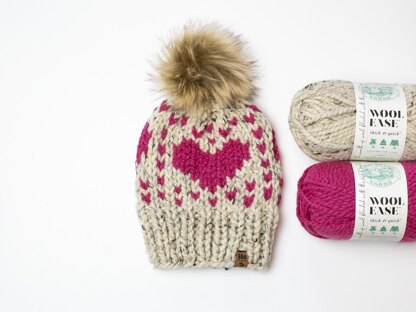 Hearts For Days Women Hat Winter Toque Chunky Fair Isle