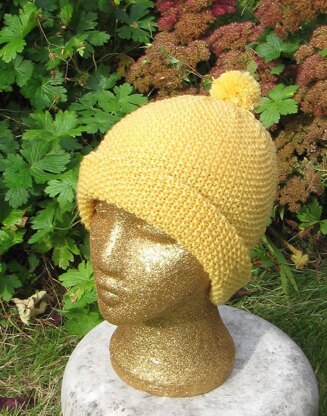 Ladies Luxury Moss Stitch (Seed Stitch) Roll Brim Bobble (Pom-Pom) Beanie Hat