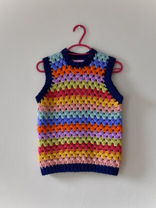 Crocheted granny stripes vest