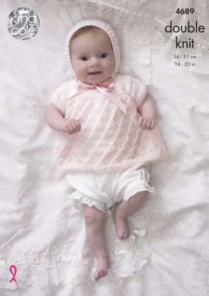 Angel Top, Cardigan, Bonnet & Blanket in King Cole DK - 4689 - Downloadable PDF