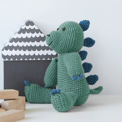 Denis the Dinosaur - Toy Crochet Pattern for Kids in Debbie Bliss Rialto 4ply