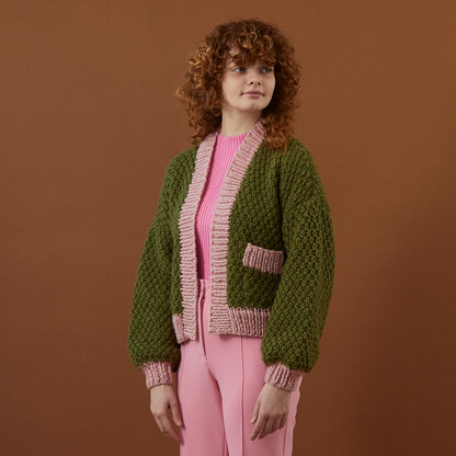 Easy Knitting Pattern - Chunky Knit Moss Stitch Cropped Cardigan