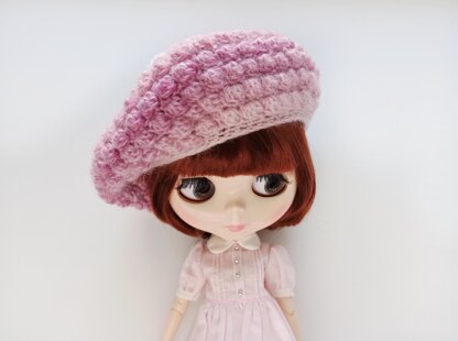 Popcorn beret for doll