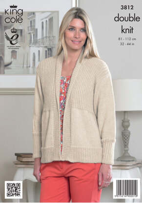 Smock, Cardigan, Hat and Scarf In King Cole DK - 3812