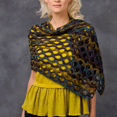 Open Wave Shawl in Red Heart Boutique Midnight - LW3317 - Downloadable PDF