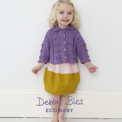 "Bobble Cable Cardigan" - Cardigan Knitting Pattern in Debbie Bliss Eco Baby