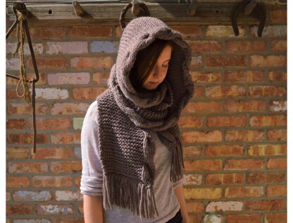 Hooded Cabled Scarf