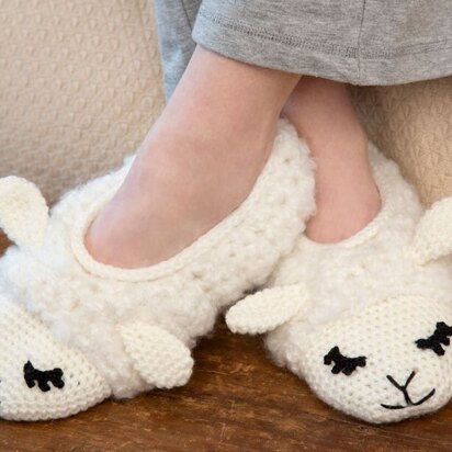 Sheepy Slippers in Red Heart Light & Lofty - LW3724