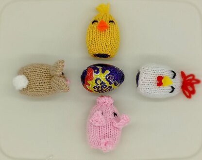 PDF KNITTING PATTERN Farm Yard Creme Egg Covers EASY Set Of 4 Pig Chick Bunny EASTER Oreo Egg