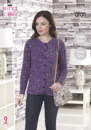 Cardigan & Sweater in King Cole Fashion Aran Combo - 5079 - Downloadable PDF