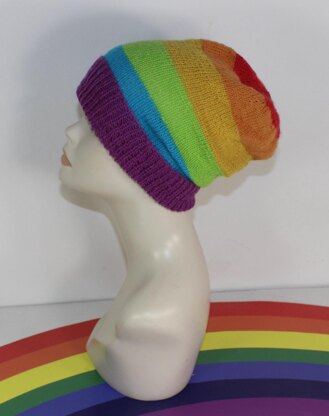 Rainbow 4Ply Slouch Hat Circular