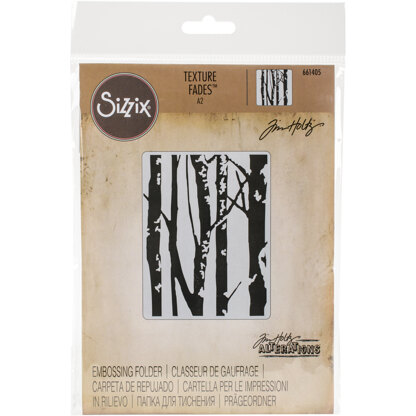 Sizzix Texture Fades A2 Embossing Folder - Birch Trees By Tim Holtz