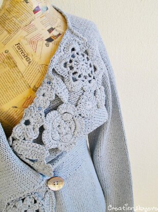 Silk knitted jacket with crochet embellishments