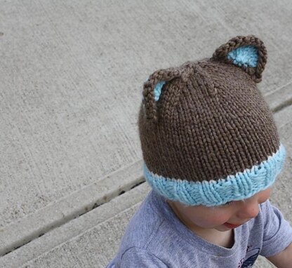 Bulky Weight Knit Bear Beanie