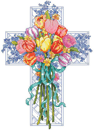 Spring Season Floral Cross - PDF