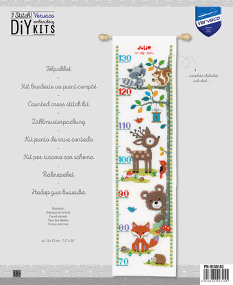 Vervaco Forest Animals II Height Chart Cross Stitch Kit - 18cm x 70cm