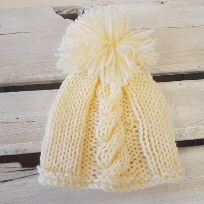 Baby Cable Pompom Beanie