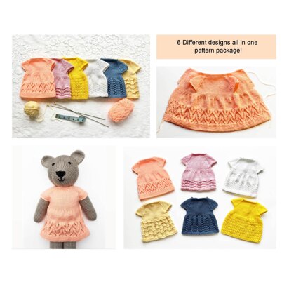 Teddy bear knitted dresses 19016 - knitting pattern
